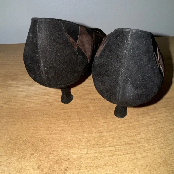 Vintage Manolo Blahnik Kitten Heels Brown and Black Checkered Suede‎ Size 39.5 - Picture 5 of 9